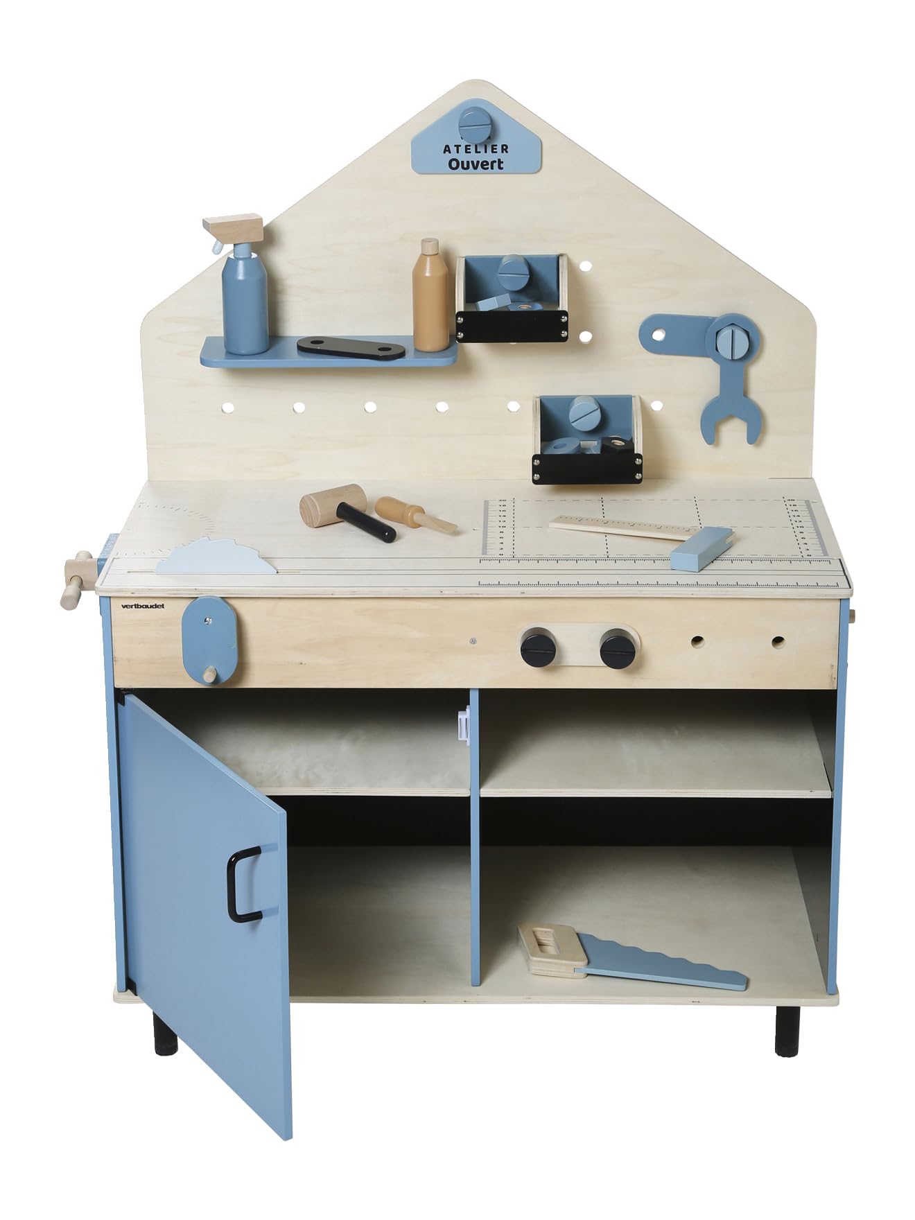 VERTBAUDET Grand établi de Bricolage en Bois et métal Bleu TU