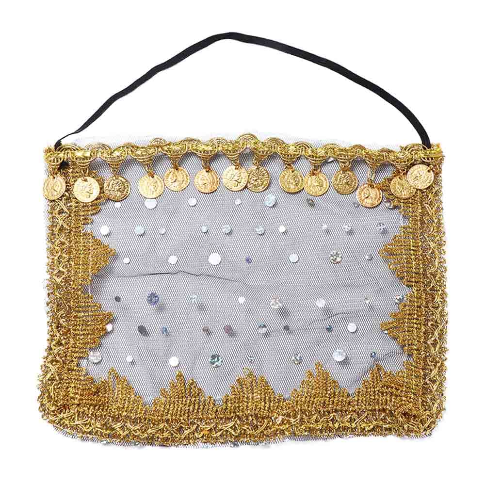 VctitilWomen's Belly Dance Face Veil Beautiful Beads Sequin Tribal Belly Dance Performance Accessories