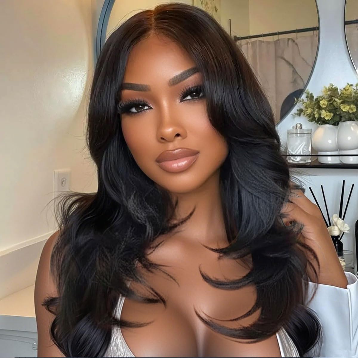 mscoco Wear and Go Glueless Wigs Human Hair Pre Plucked Pre Cut 6×5 Layered Haircut HD Lace Closure Wigs Human Hair for Black Women Pre Bleached Knots 180% Dens