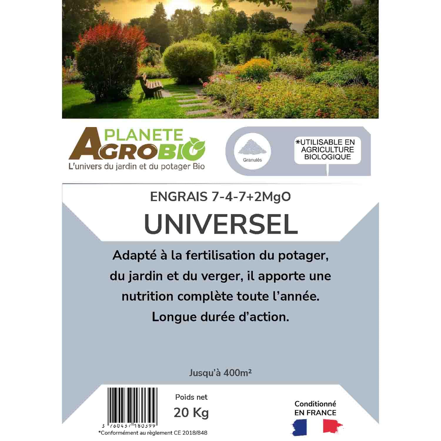 Engrais micro granulés 7-4-7 universel 20 Kg