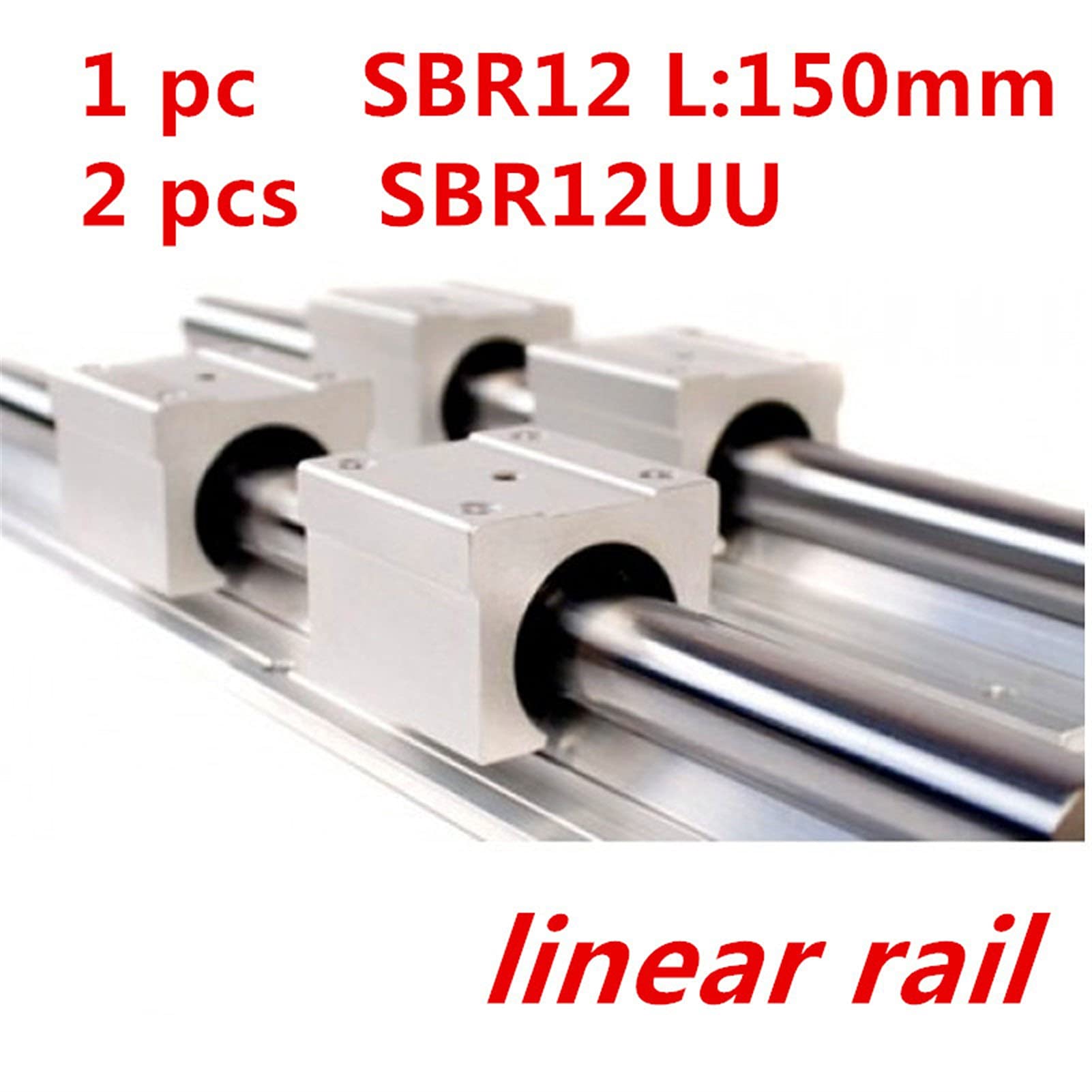 SUOFEILAIMU 12mm Linear Rail SBR12 -L 150mm Supporter Rails + 2pcs SBR12UU Blocks for CNC Linear Shaft Support Rails