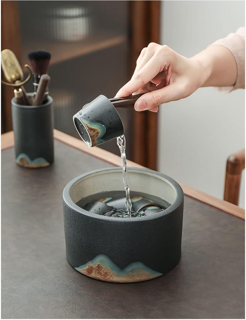 茶道具 短冊箱 漆塗 茶碗 建水 柄杓 茶杓 茶筅付 茶道具 短冊箱 漆塗