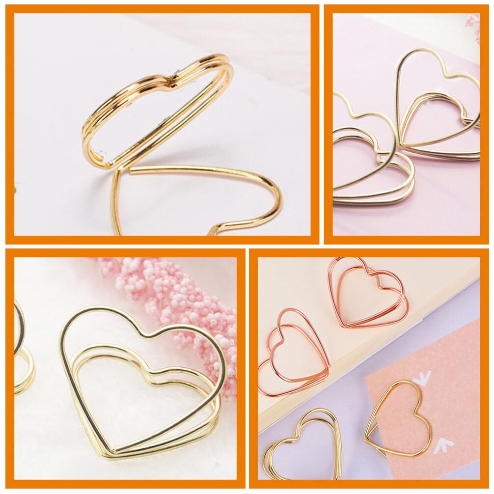 12 Portacarte A Forma Di Cuore - Portafoto E Segnaposto - Per Scrivania, Matrimoni, Ufficio - Argento/Oro - Foto 9