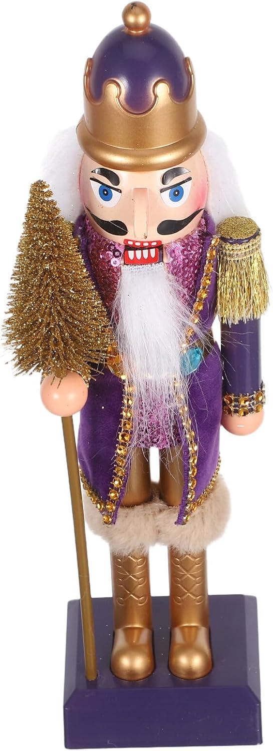 Purple Christmas Nutcracker Figurine Plastic Nutcracker Sculpture Holiday Table Centerpiece Xmas Fireplace Decoration Without Light Or Music