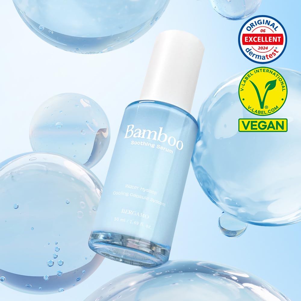 BERGAMO Bamboo Soothing Face Serum For Sensitive Skin - Hydrating Face Moisturizer, Lightweight Facial Serum, Vegan Skin Care, Hypoallergenic & Fragrance-Free, Korean Skin Care, 1.69fl.oz, 50ml - Image 8