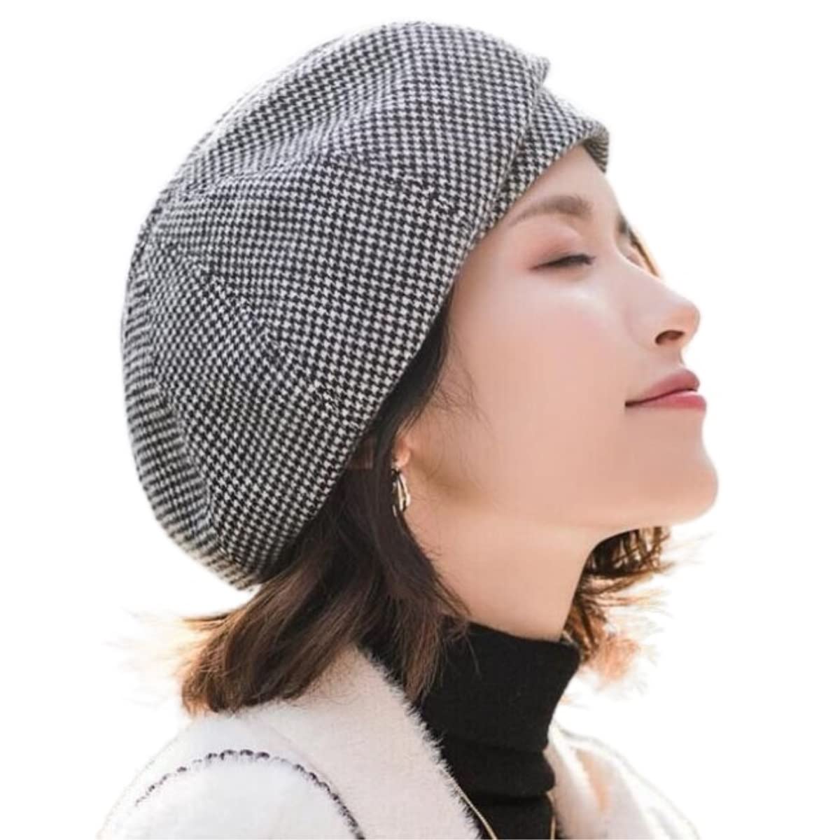 Gorro de Lana de Invierno para Mujer, Exquisito Gorro de Punto, cálido, Estilo británico, Estilo Pintor (Talla única)