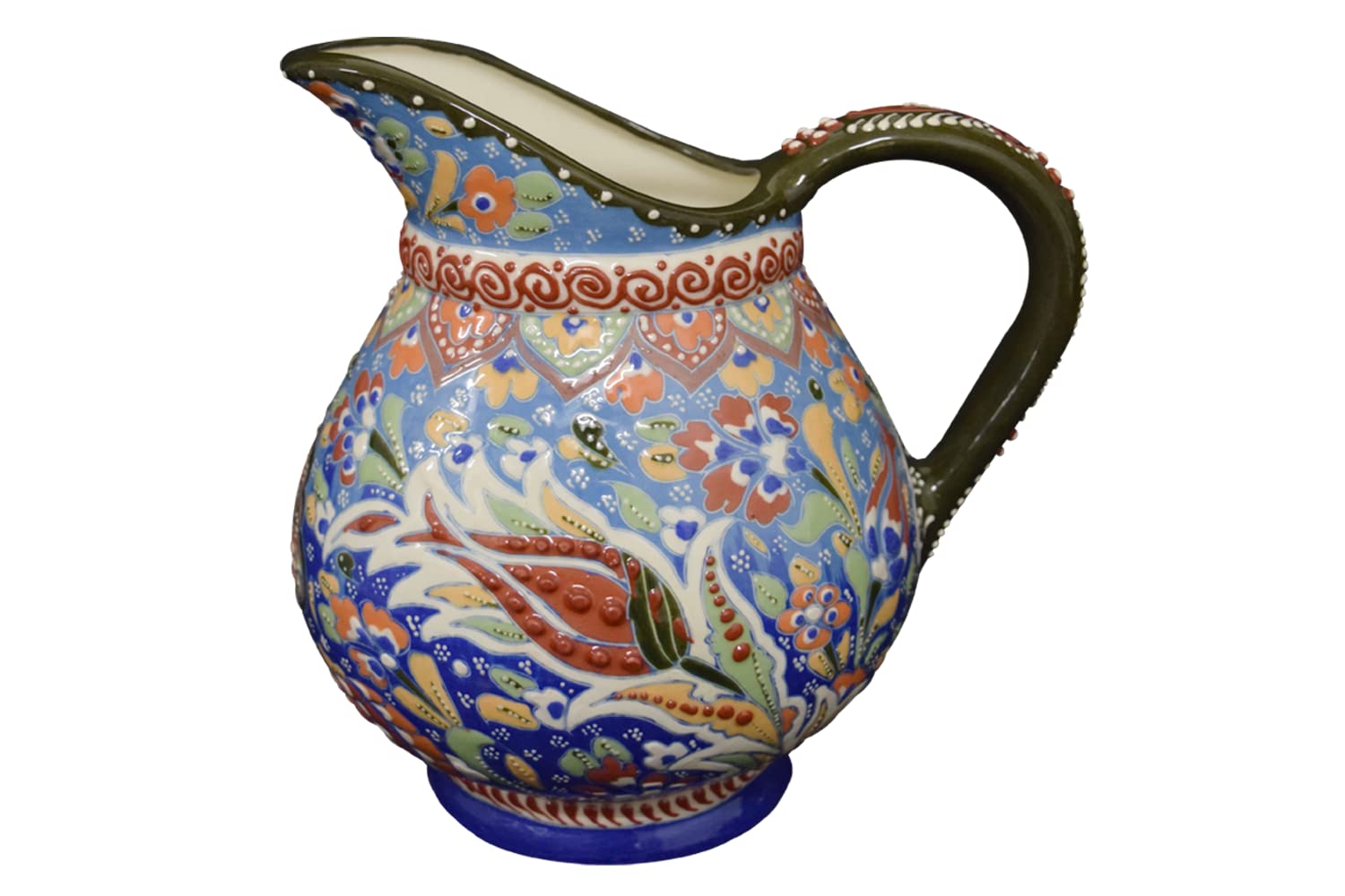 Ceramic Pitcher, EliPOT 9 inch wide neck Ceramic Pitcher, Turkish 9