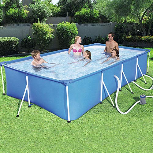 ZHKGANG Bracket Swimming Pool Seat Pool Home Children's Adult Paddling Pool Thick Large Outdoor Steel Frame Rectangular Swimming Pool,Blue-300 * 201 * 66cm