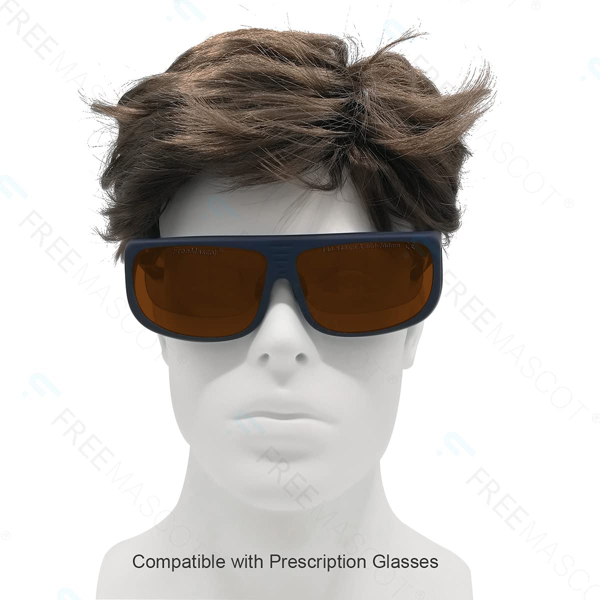 FREEMASCOT Lunettes de sécurité professionnelles OD 4+ 190 nm-540 nm/600 nm-760 nm pour lumière laser violet/bleu/vert et rouge (cadre style 5)