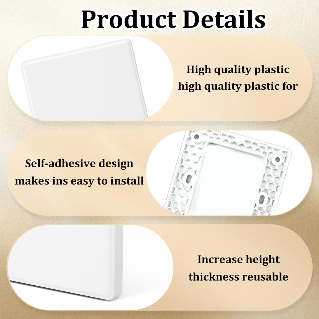 YAYNO Paquete De 3 Cubiertas Decorativas Para Orificios De Pared Cubiertas De Plástico Para Orificios De Pared Cubiertas Autoadhesivas Para Orificios De Pared