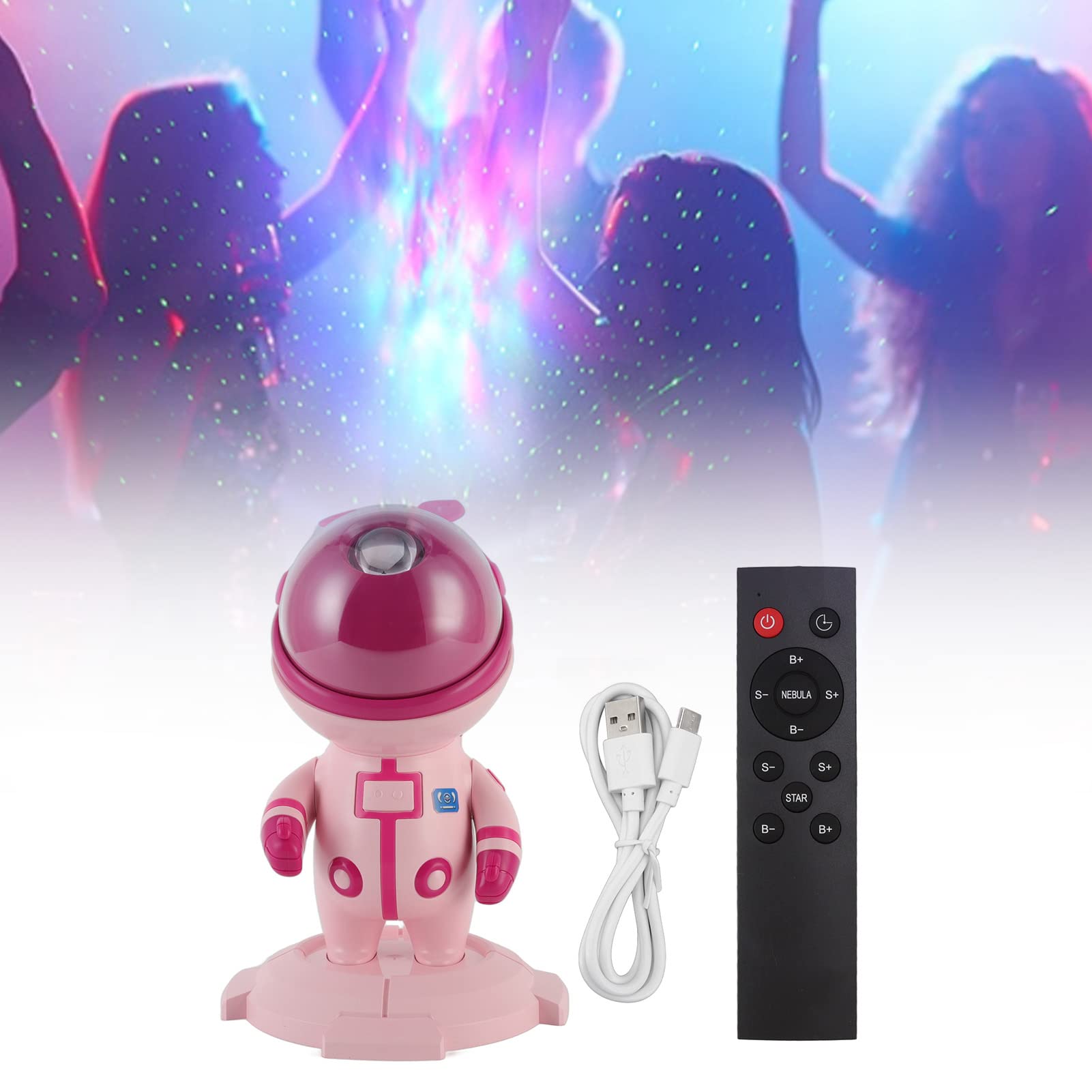 MEFE Proiettore di Luce Notturna a LED a Stella, Lampada per proiettore stellare cosmonauta USB, Luce di proiezione Ambientale RGB per Bambini, Adulti, Decorazione della Camera (Rosa)