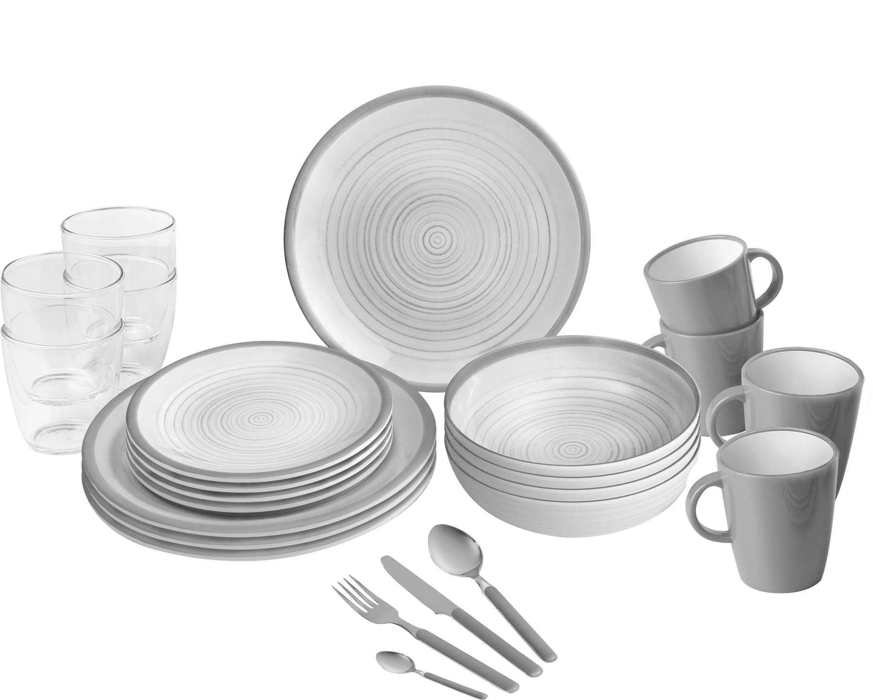 Brunner 0830154N.C4X Set borden, bekers, bekers van melamine, onbreekbaar, van melamine, 36 stuks, all-inclusive Bellagio, antislip, lange levensduur, binnen en buiten