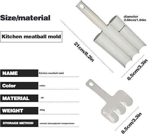 Miniatura 5 de 2 piezas de triple albóndigas molde de albóndigas de cocina, 3 albóndigas a la vez control rápido y eficiente del tamaño de albóndigas