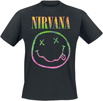 Nirvana T Shirt Sorbet Ray Smiley Band Logo Official Mens Black Size L