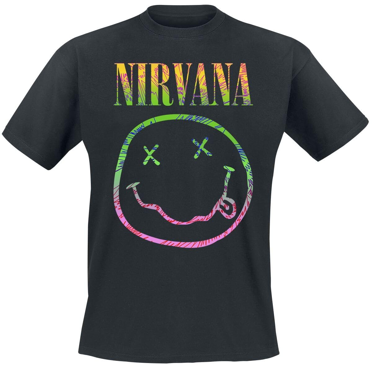 Nirvana Men's Sorbet Ray Smiley T-Shirt Black
