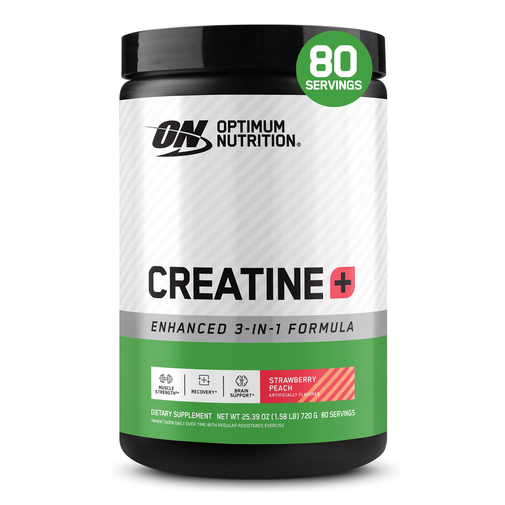 Optimum Nutrition Creatine Plus Powder, Strawberry Peach, 1.59 LB Strawberry Peach 80 Servings (Pack of 1)