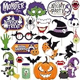 KatchOn, Scary Halloween Photo Booth Props Set - Big Pack of 24 | Happy Halloween Photo Props for Photoshoot | Halloween Picture Props for Hocus Pocus Photo Booth Props | Halloween Party Decorations