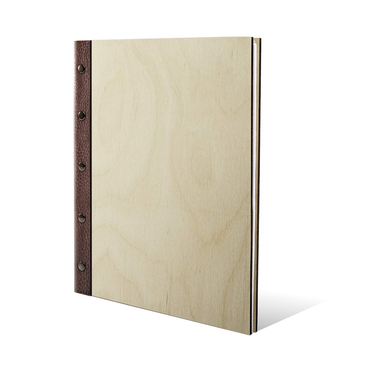 Familien Stammbuch Birkenpserrholz mit Lederrücken inkl. Extras DIN A4 hoch 240x310mm - Blanko