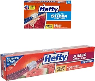 Hefty Slider Jumbo & Freezer Storage Bags - 2.5 Gallon (12 Count) & Gallon (56 Count)