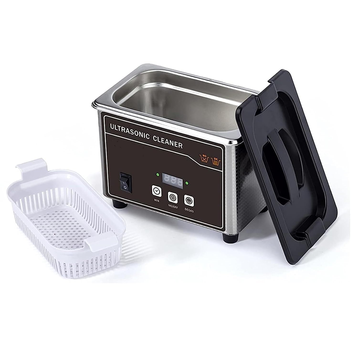 COYEUX Limpieza ultrasónica de 0.8L, la Limpieza de Acero Inoxidable de 35W, Limpieza Profunda de 360 ° para Anillos, Joyas, Gafas, Relojes, Joyas