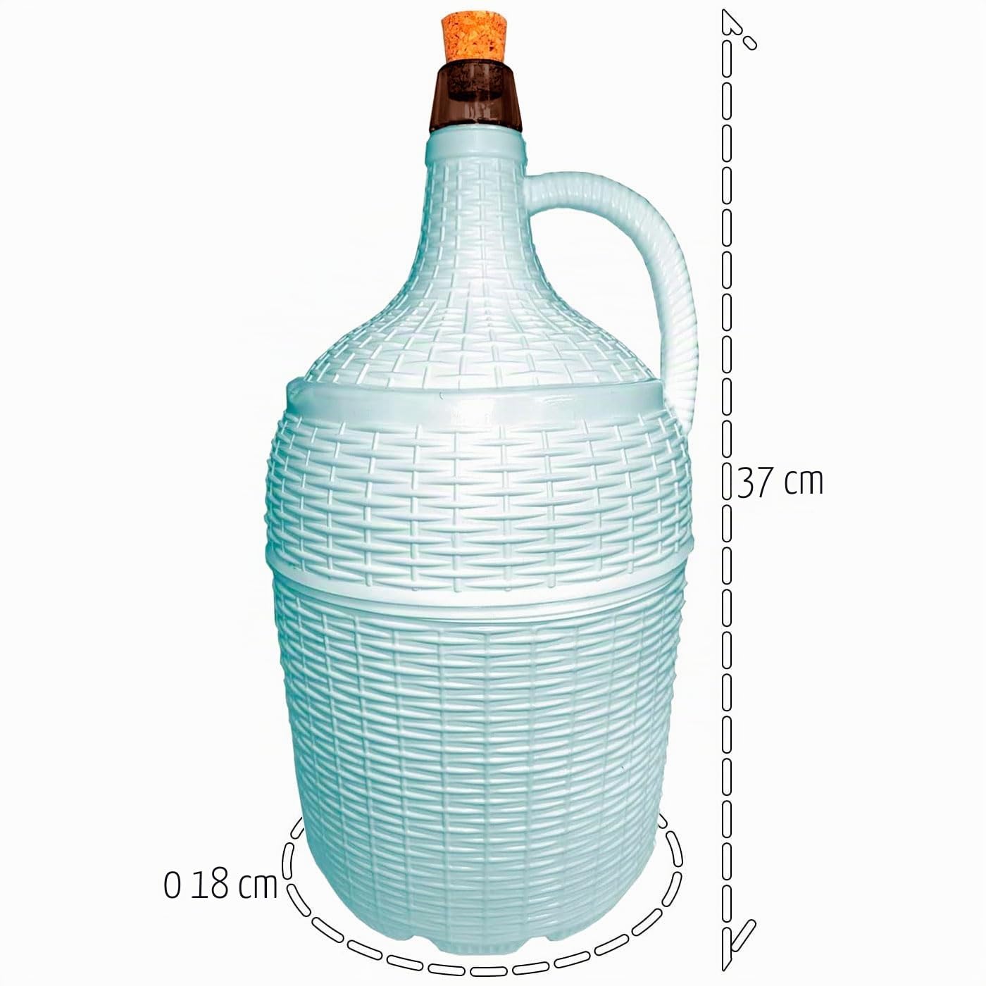 Tradineur Lot de 4 Garraphes en verre avec doublure en plastique Capacité 5 litres Bouteille pour le stockage et la conservation des boissons Ø 18 x 37 cm Blanc