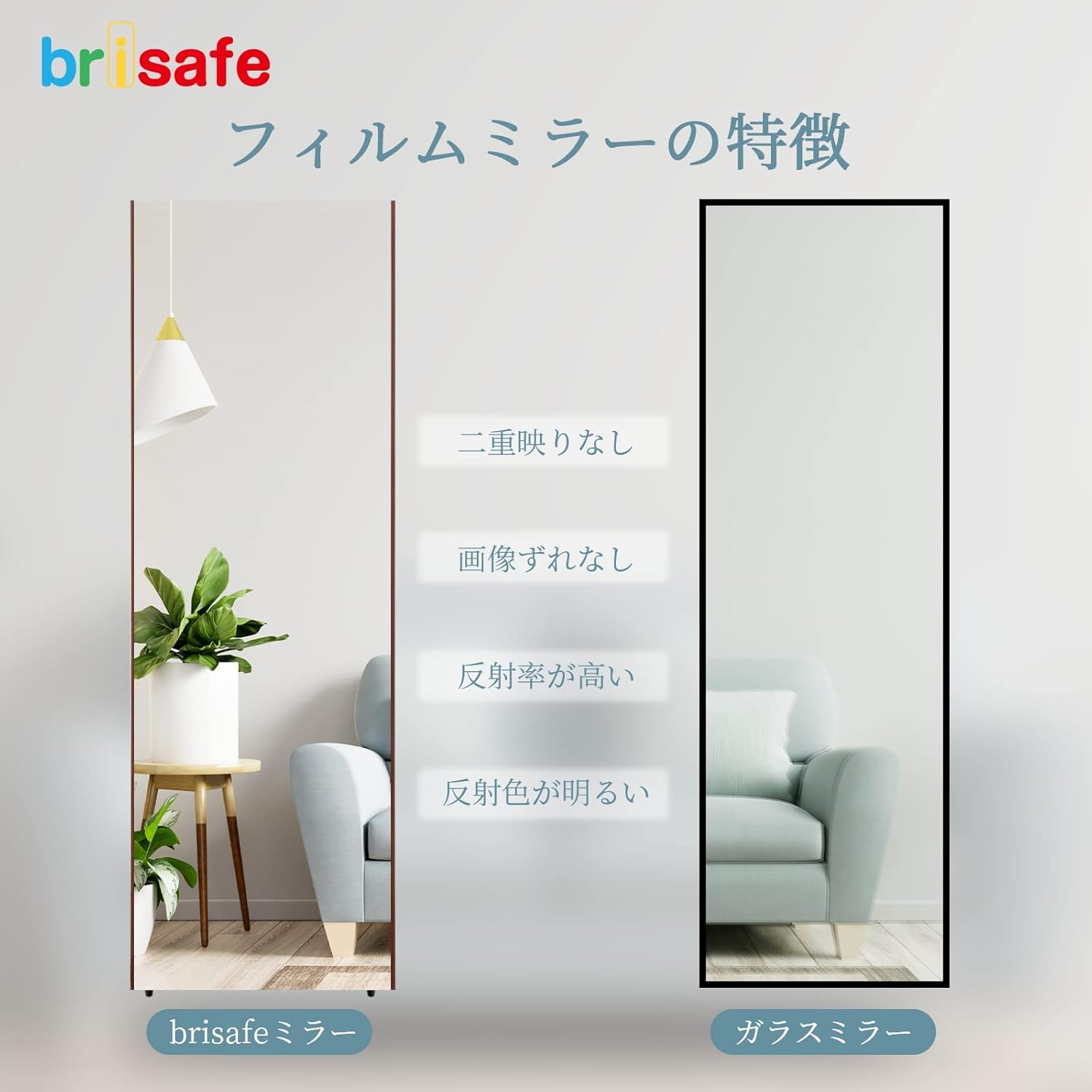 Amazon.co.jp: brisafe 割れない軽量ミラー 割れない鏡 姿見 長さ160cm