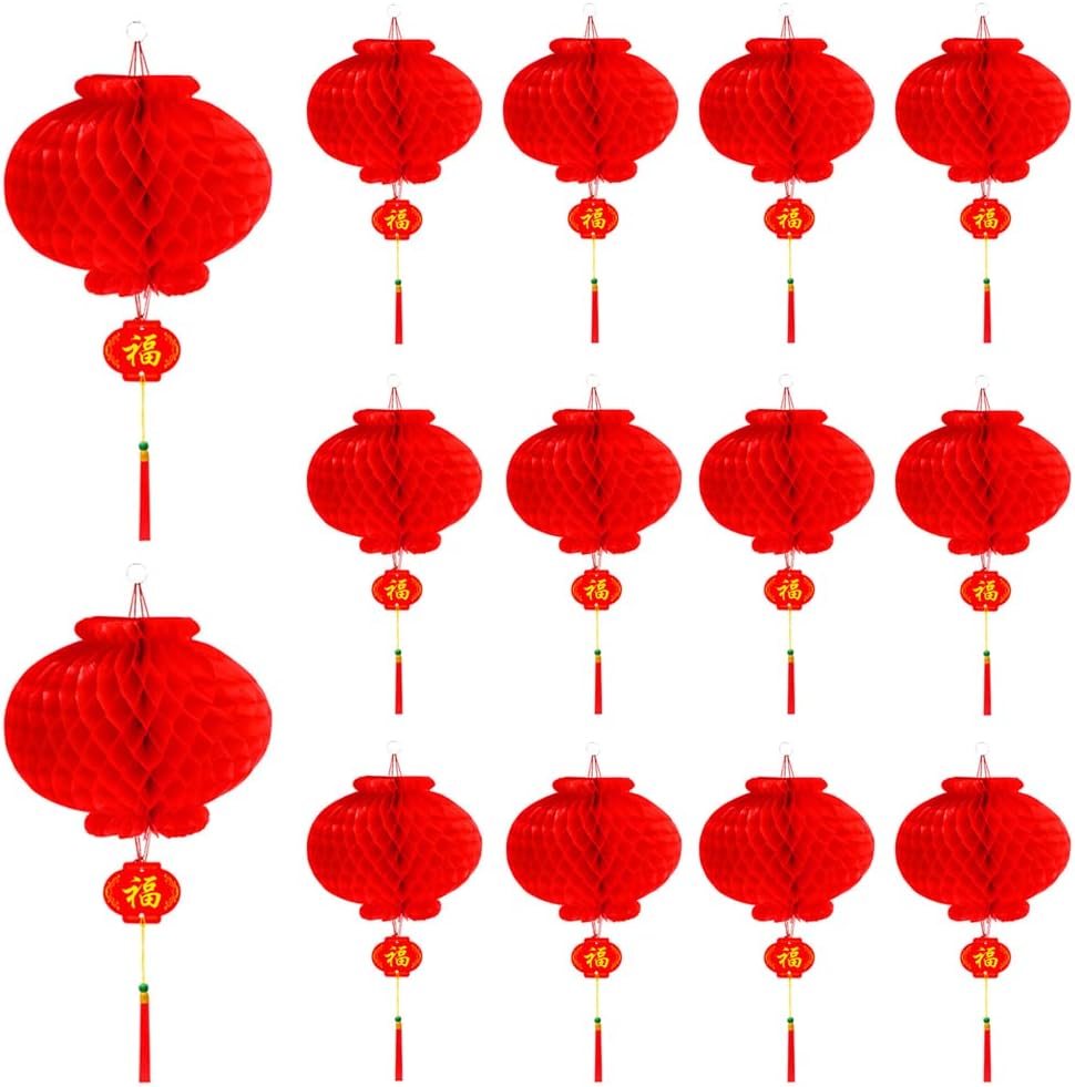 30Pack Hanging Chinese New Year Red Paper Lanterns, 10 Inch Festival