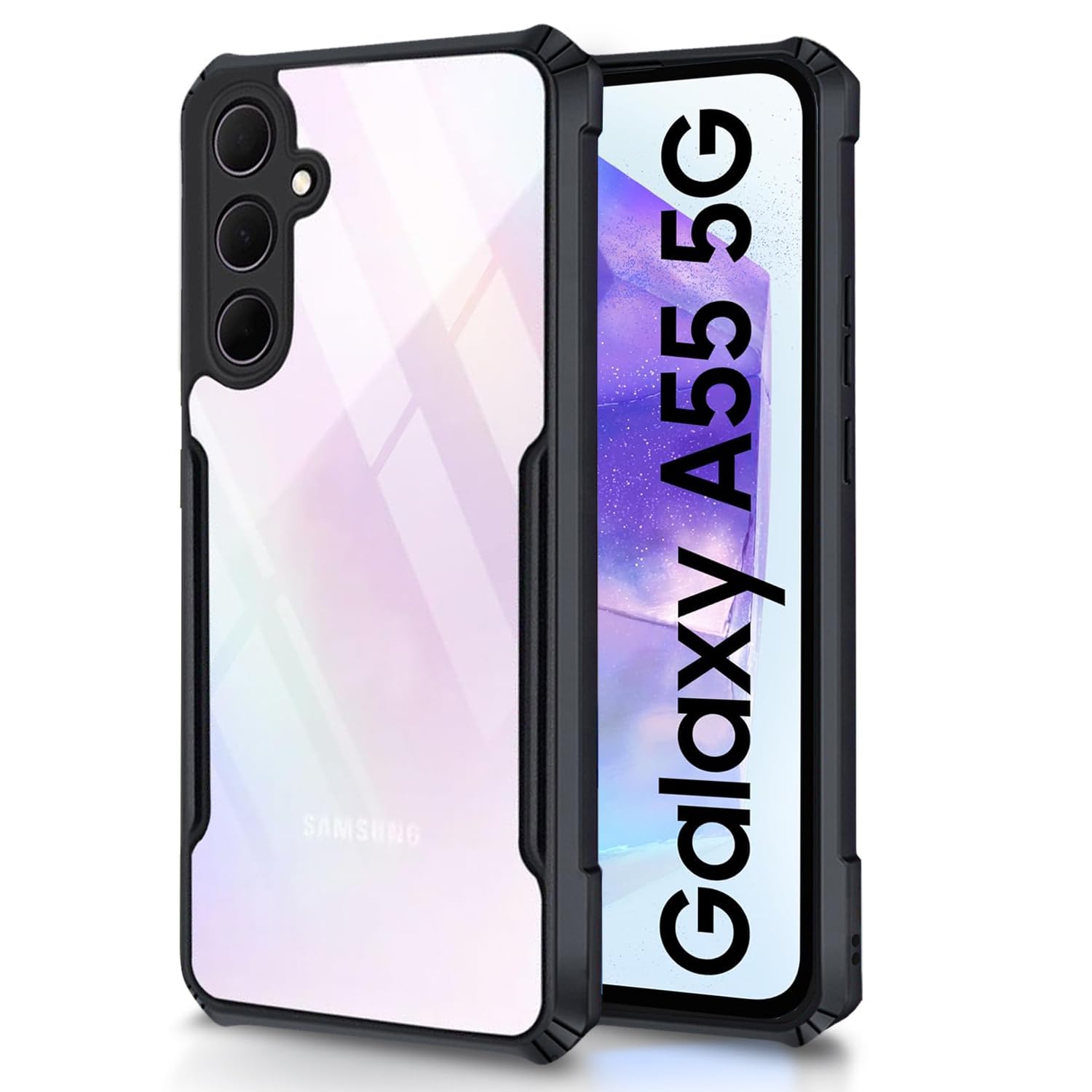 SHINESTAR Samsung Galaxy A55 5G Back Cover Case | Ultra Thin 360 Degree Protection Crystal Clear Tranparent Bumper Back Cover Case for Samsung Galaxy A55 5G - Black (B0CZH8VF2R) Amazon Price History, Amazon Price Tracker