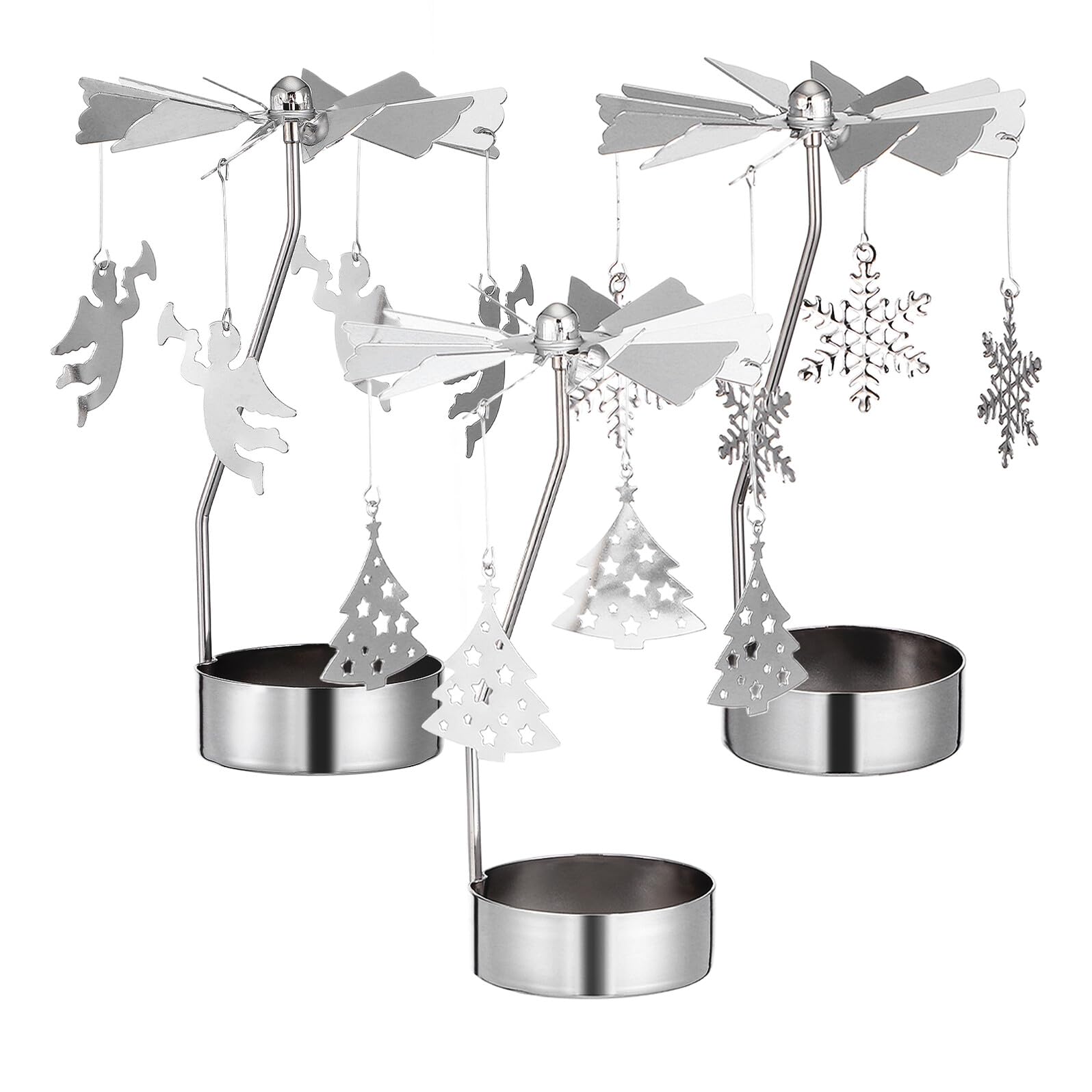 Homoyoyo 3pezzi Porta Candela Decorativo in Ferro Design Girevole Elegante Adatto Per Cena Lume Di Candela Decorazioni Da Tavolo Per Feste e Natale