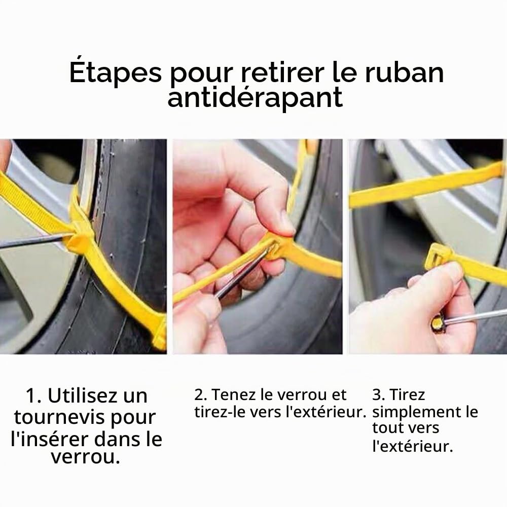 Chaînes à neige Riloer, chaînes de pneu antidérapantes universelles 10 pièces pour urgence extérieure, ceinture de pneu de voiture antidérapante en TPU pour toutes les voitures avec largeur de pneu