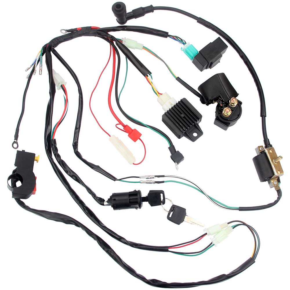 Electric Start Engine Wiring Harness Coil CDI Solenoid Relay for50cc