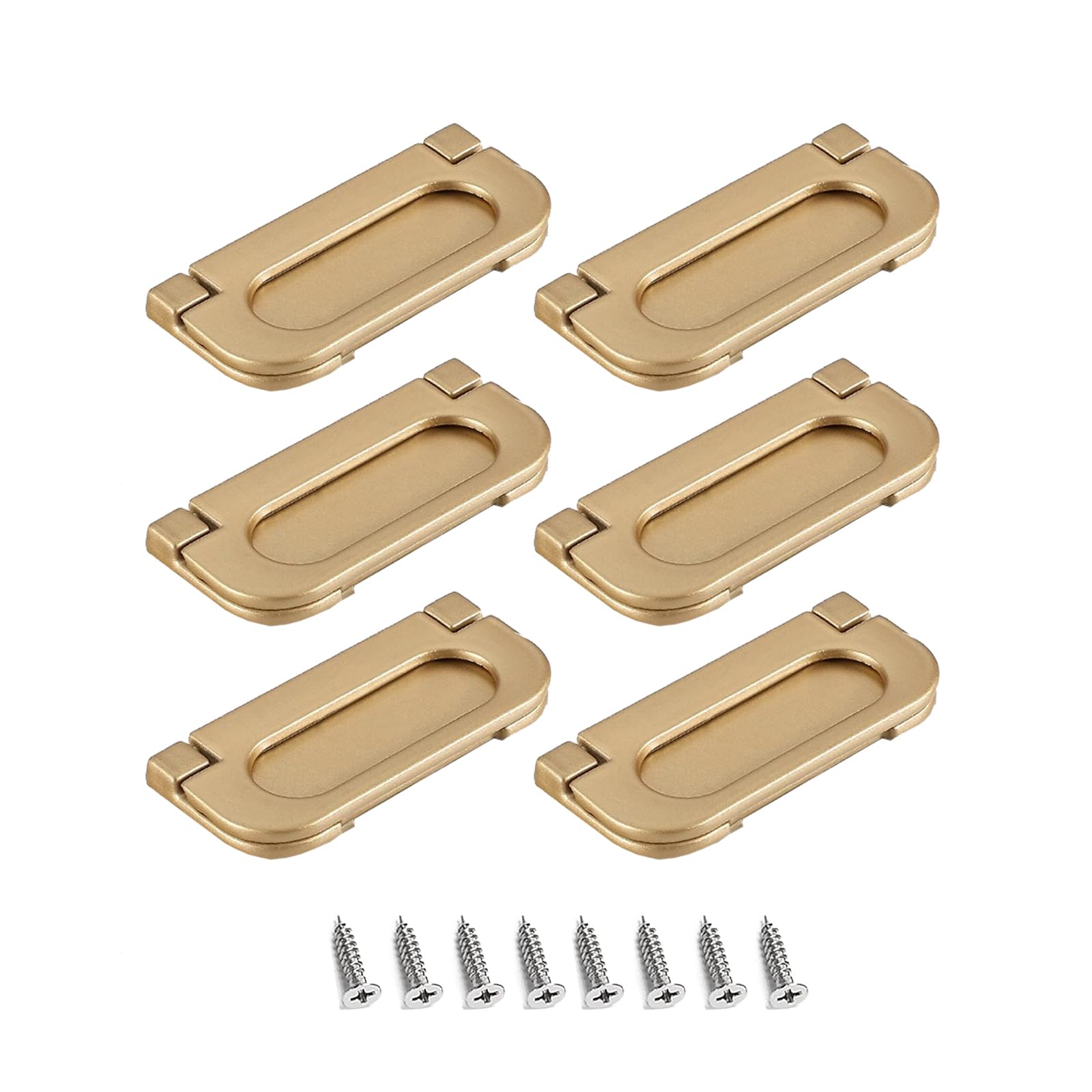 Catekro 6Pcs Flush Ring Pull, Aluminum Alloy Cabinet Drawer Pull Handle