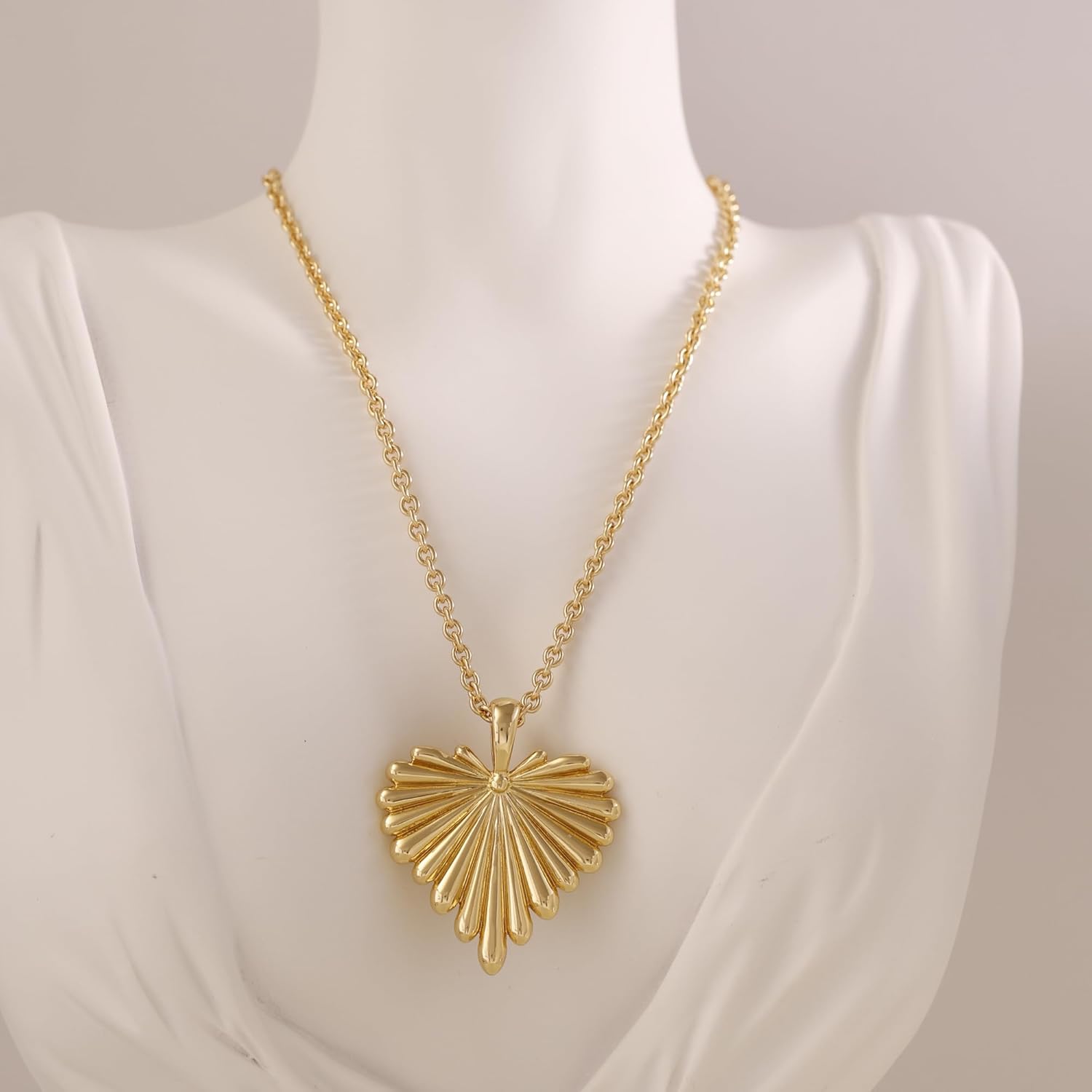 Palm Leaf & Full-Heart Pendant Necklace for Women 18K Gold Plated 5A+ CZ 28.5 Inch Adjustable Statement Jewelry Gift - Image 7