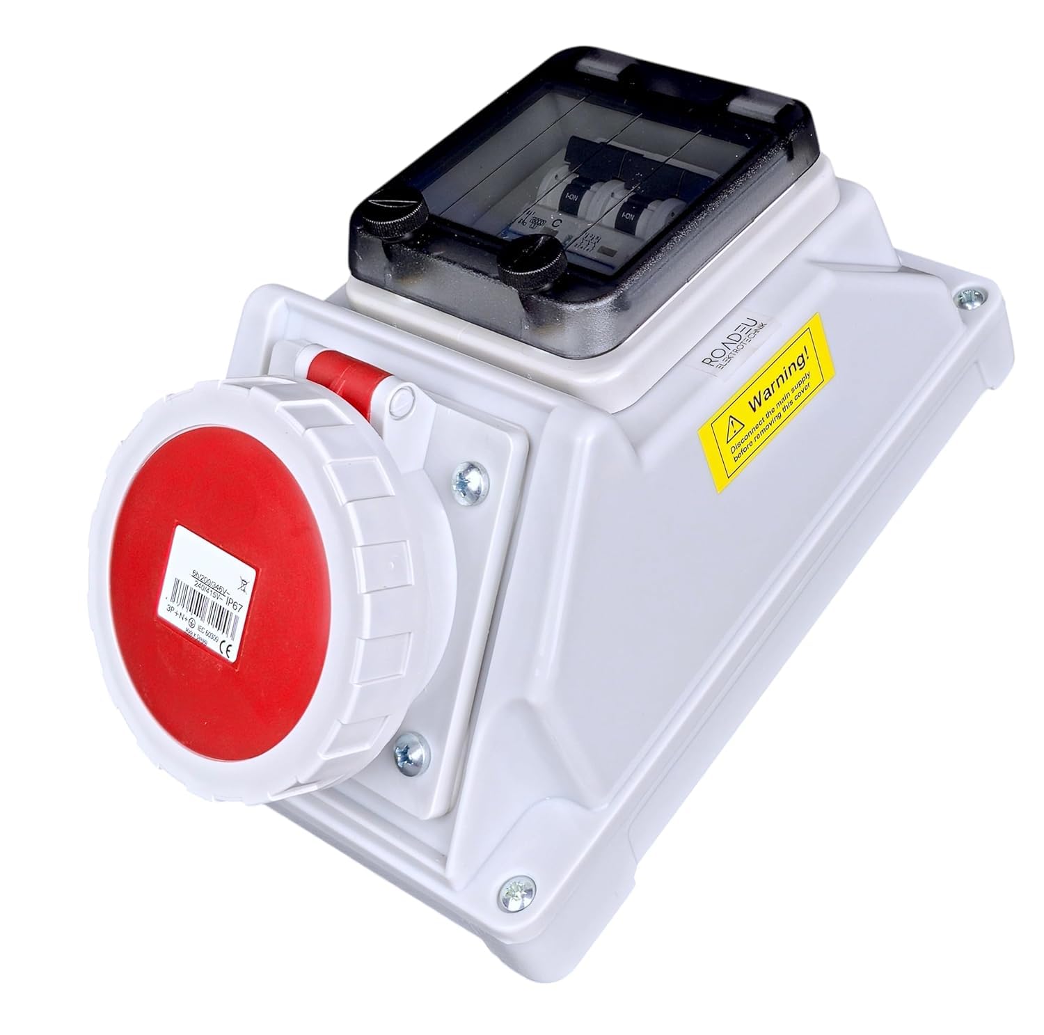 RoadEu – Presa a muro IP66 CEE 16A con interruttore magnetotermico – 400V 5 poli trifase – Impermeabile & antipolvere – Ideale per esterni e ambienti umidi