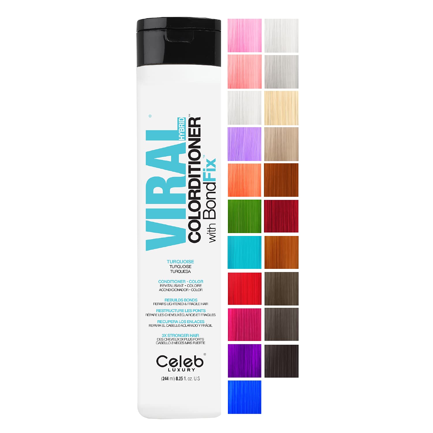 Celeb Luxury Intense Color Depositing Colorconditioner Conditioner + BondFix Bond Rebuilder, Vegan, Sustainably Sourced Plant-Based, Semi-Permanent, Viral and Gem Lites Colorconditioners