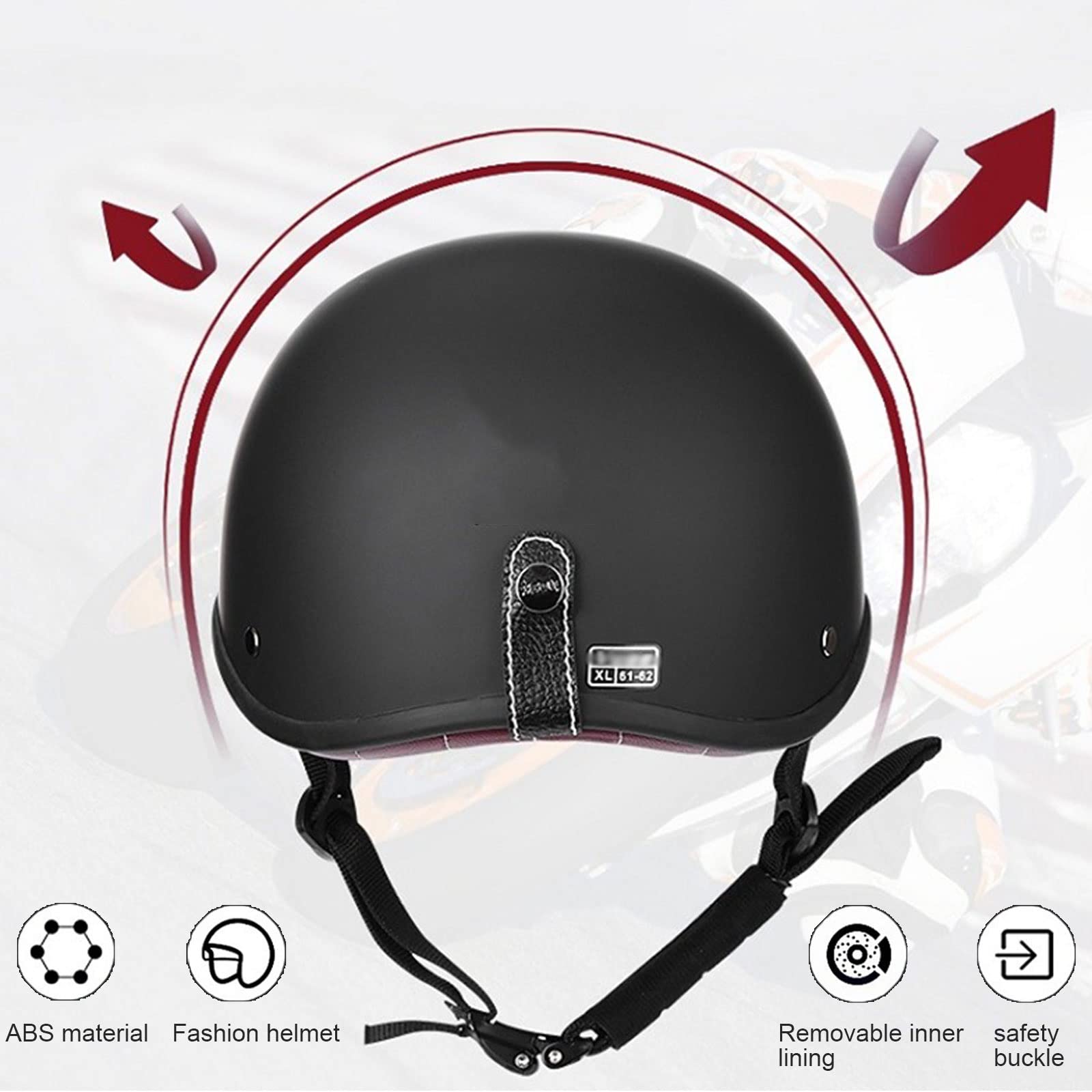 OUMURS Motorcycle German Half Face Helmet With Goggles & Mask – Matte Black