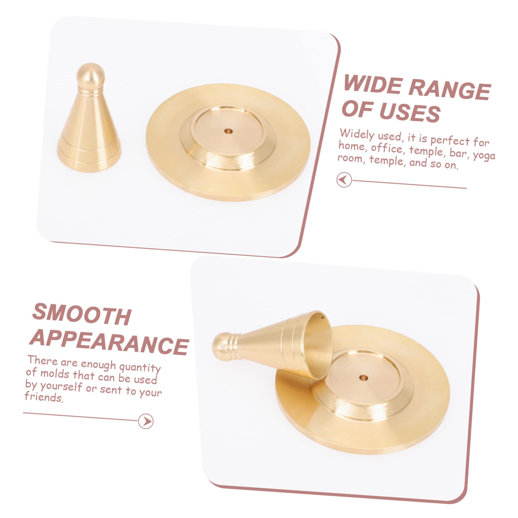 TOPBATHY 2sets Incense Mold DIY Cone Incense Shaping Mold for Tea Supplies for Craft Shop Temple Use, Goldenx2pcs, 5x5cmx2pcs - Image 3