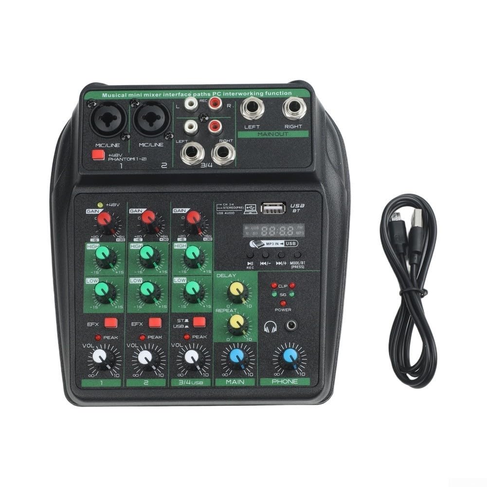 Mixer audio professionale a 4 canali XLR TRS (verde)