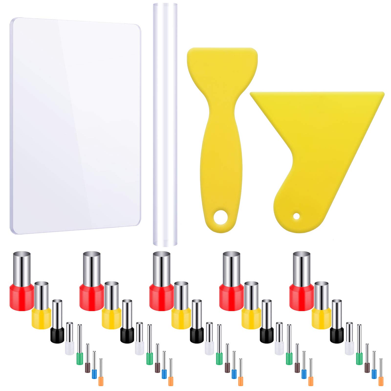 44 Pieces Acrylic Clay Cutters Set, 40 Pcs Stainless Steel Polymer Clay Cutters, 1 Acrylic Clay Roller, 1 Acrylic Sheet, 2 Backing Board Plastic Scrapers with Storage Case for DIY Clay Craft Making