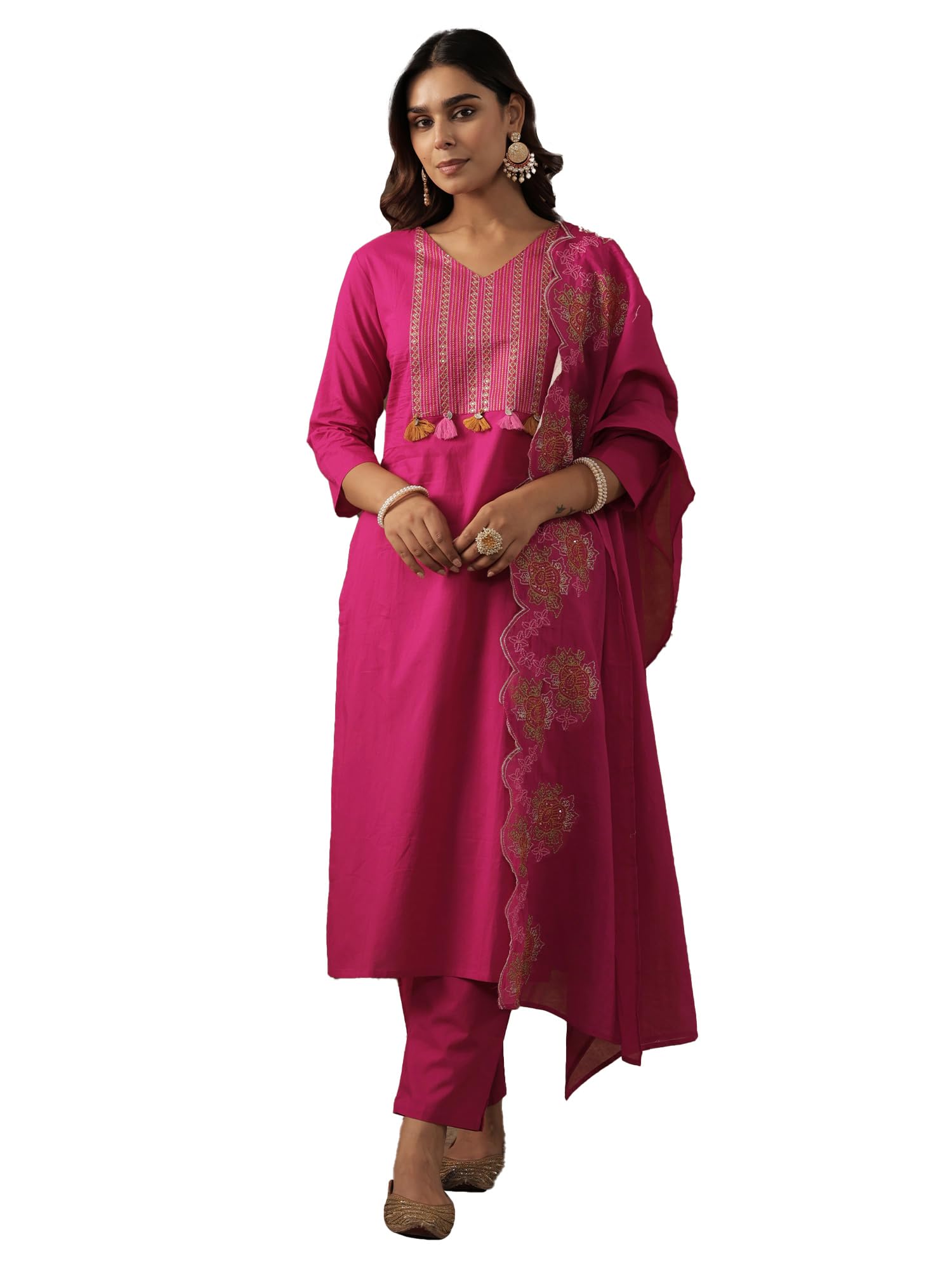 indo era Women Pure Cotton Kurta Set with Dupatta | Festive Suit Set, 12214-picture-46