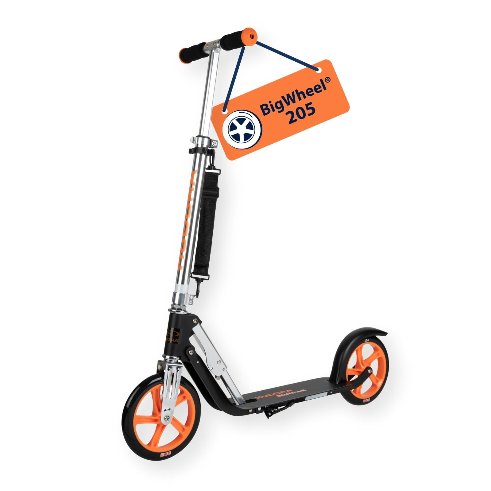 HUDORA BigWheel 205 Scooter – Stabiler Aluminium-Roller mit Ständer, höhenverstellbar und klappbar