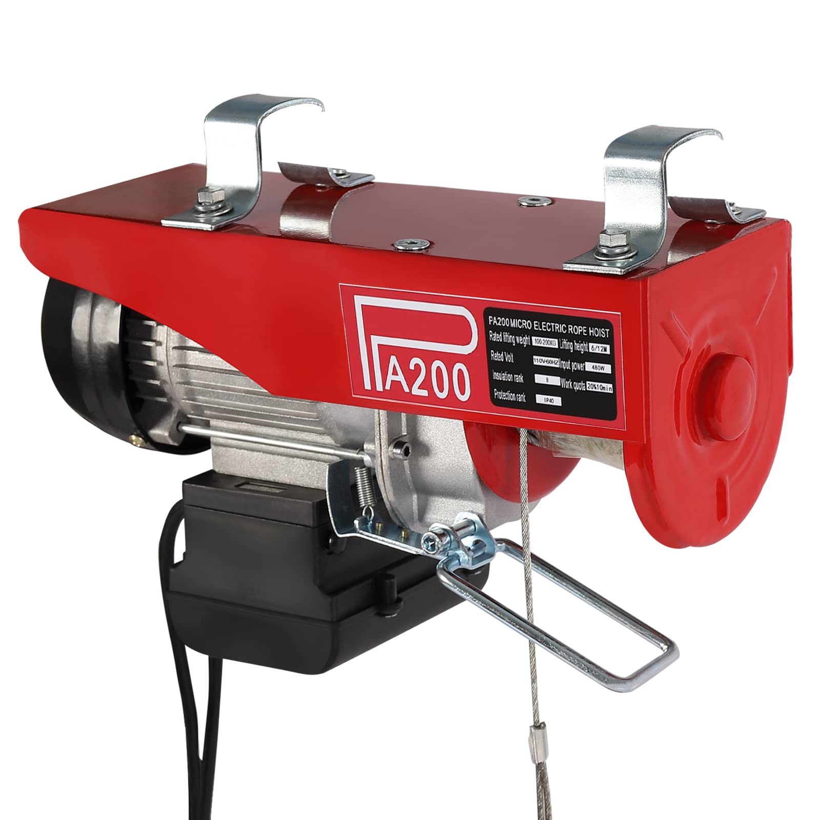 480W Electric Hoist,220lbs Portable Electric Power Winch with Wired Remote Controller Pure Copper Motor,IP40 Electric Lift for Factories,Docks,Warehouses,Logistics