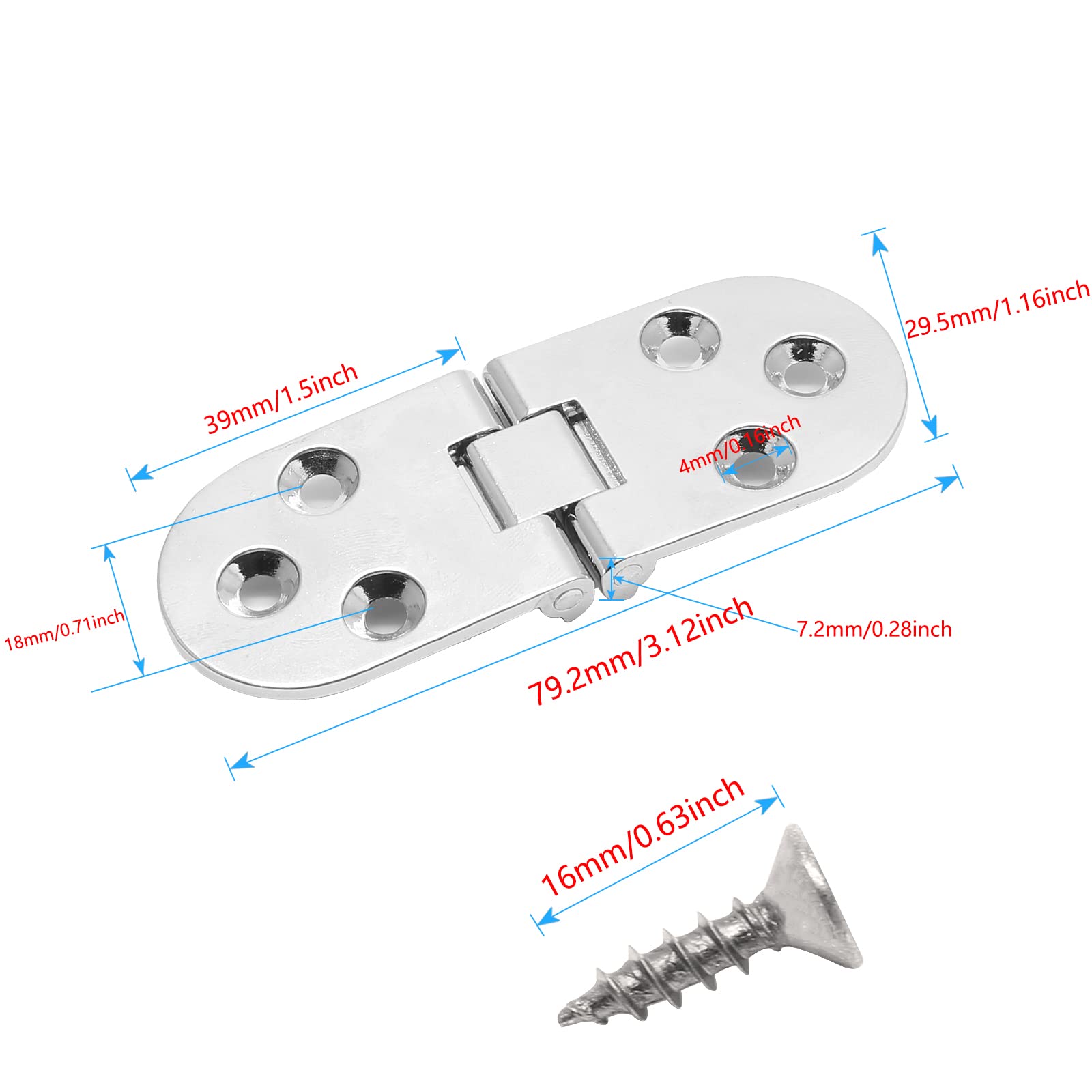 Piutouyar 4Pcs Butler Tray Hinge Silver, Heavy Duty Folding Flip Top Hinge — Amazon image 2