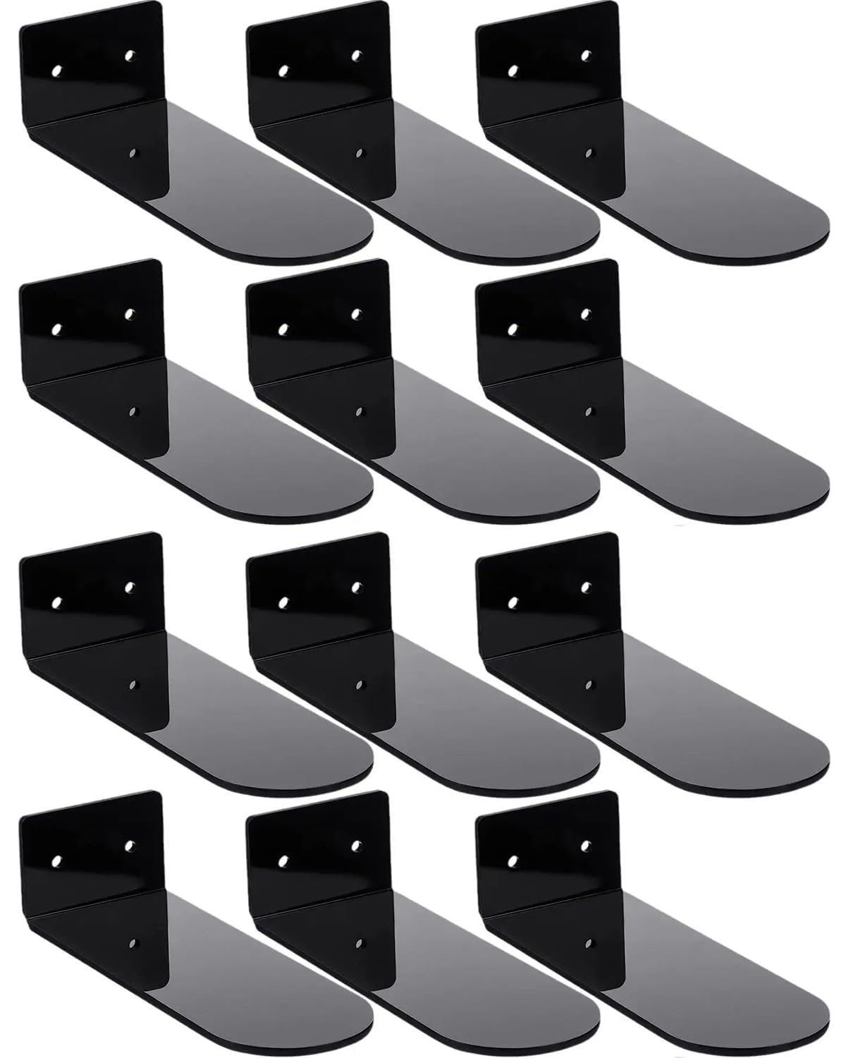 PRIBOX Acrylic Shoe Rack Stand organizor Space Saver for Home Shop Wall Mounted Shelf Shoe Rack Display Holder (8 inch Length- Pack of 12, Black)-image-44