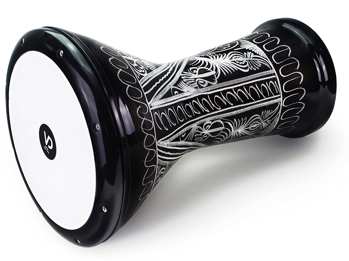 Darbuka Doumbek - Tamburo orientale professionale BASS con incisione a mano, accessori inclusi