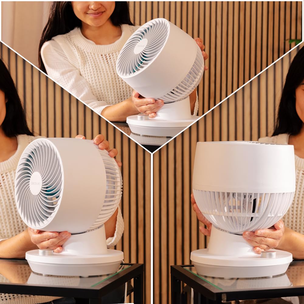 Cecotec - Ventilatore da Tavolo EnergySilence 800 Cyclone Desk, potenza 40 W, 8 pollici, 3 velocità, oscillazione automatica 60º, inclinazione regolabile 90