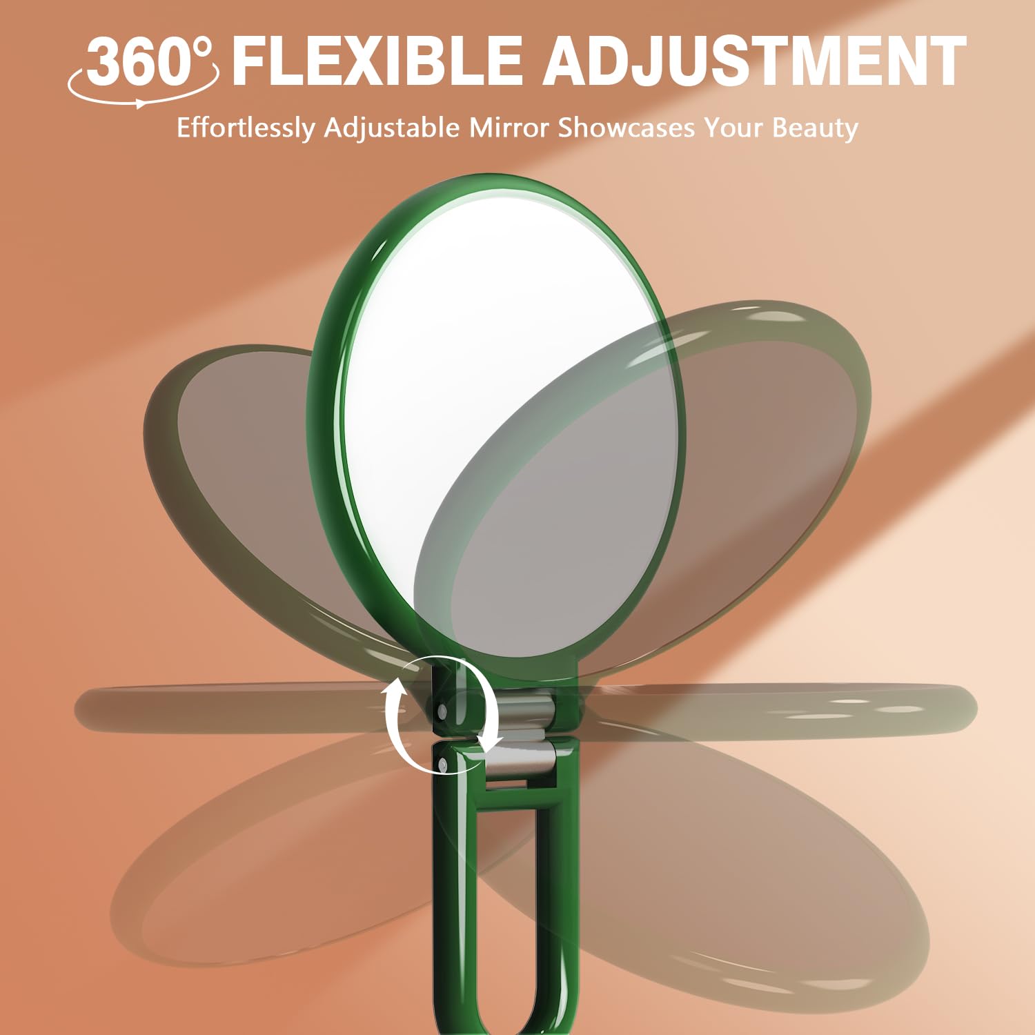 Auxmir Specchio Ingranditore Bifacciale 30X/1X, Specchio a Mano 14CM, Alta Definizione, Portatile, Pieghevole, Appendibile, Specchio Trucco da Viaggio per Trucco, Cura del Viso, Verde
