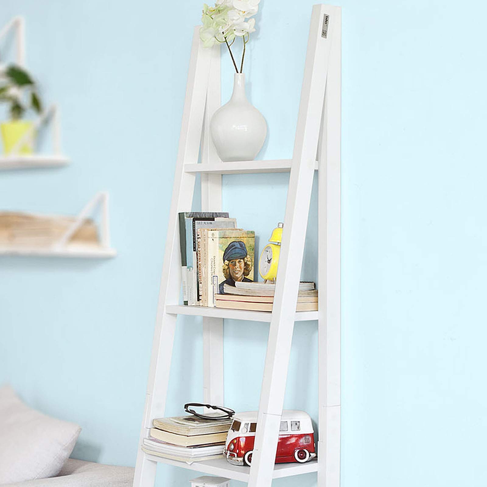 SoBuy Estantería Almacenaje de Madera Librerías para Libros de Pie con 5 Estantes Estanterias de Diseño 44 x 180 x 39 cm Blanco FRG101-W ES