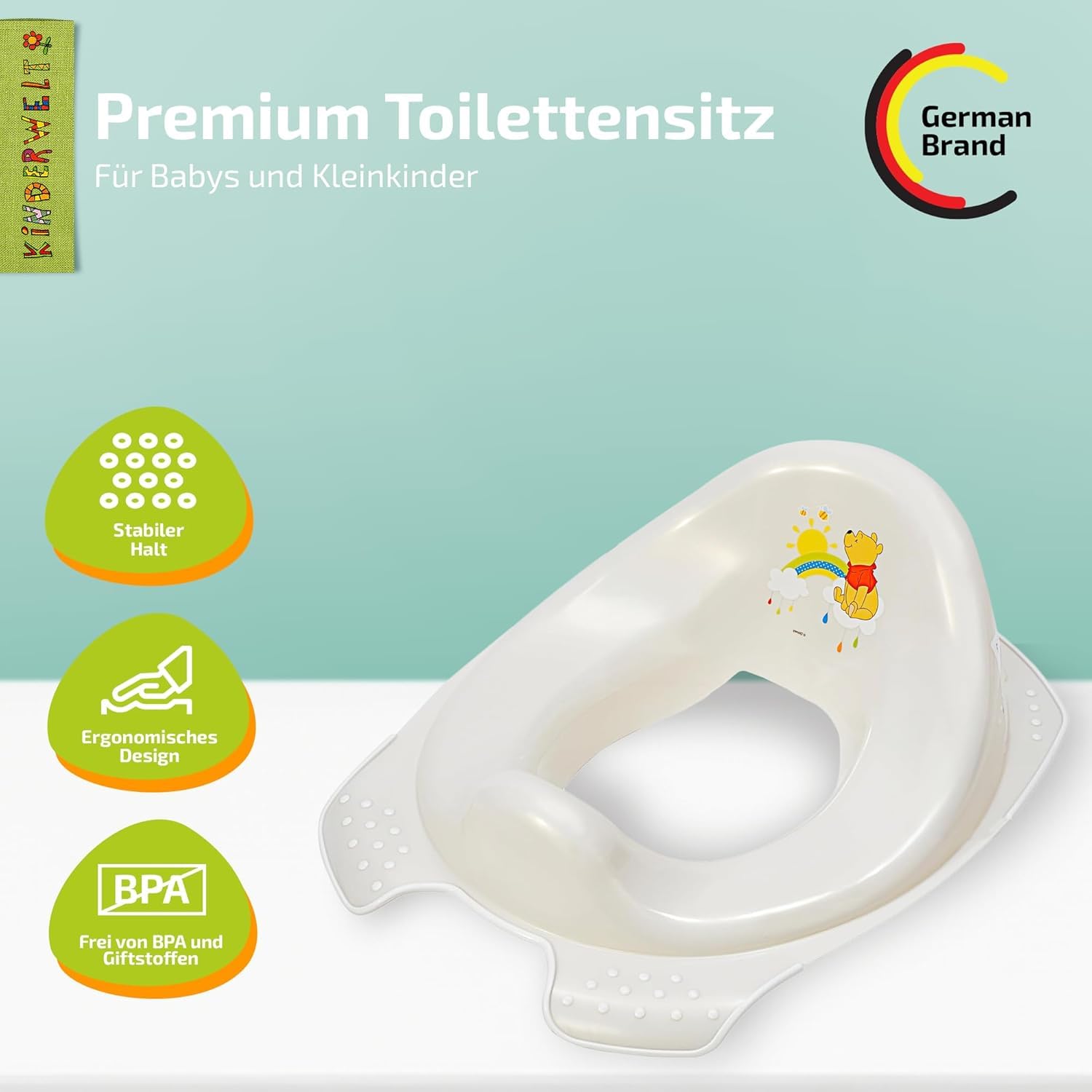 2er Set Z: Perla Premium Disney Winnie The Pooh Perla Blanco Kinder-Toilettensitz + Zweistufiger Taburete Escalón Reductor