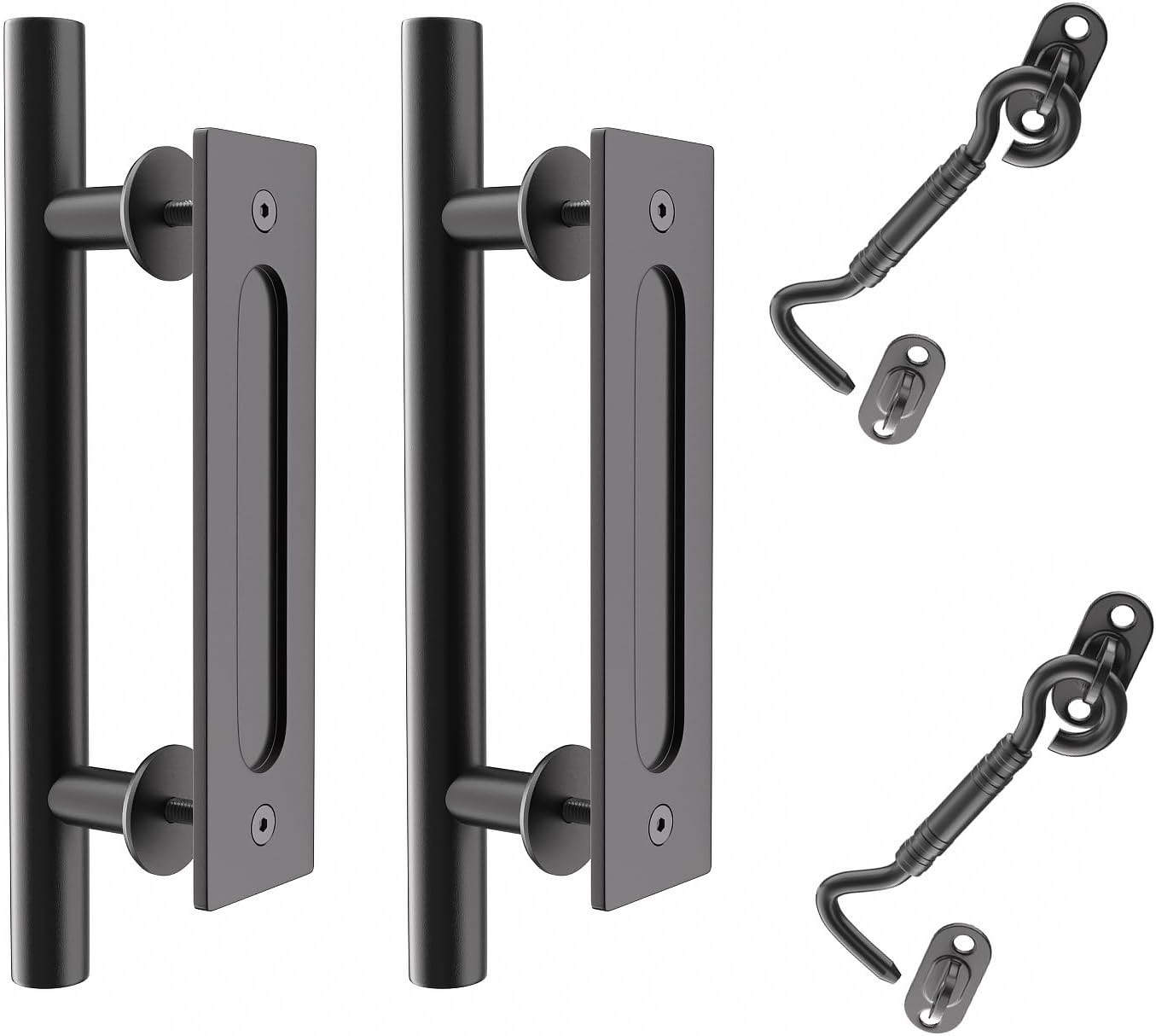 WINSOON 1 Pc Rustic Barn Door Handle Black Painted Solid Steel Gate Handle Pull Matte Black Frosted For Sliding Barn Door Hardware